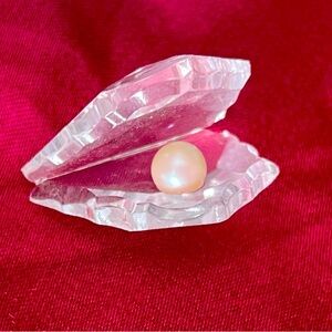 Vintage Crystal Faceted Oyster with Faux Pearl